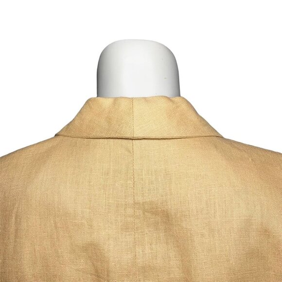 GIBSON Single Button Wheat Linen Blazer with Ruched Sleeves - Picture 5 of 8